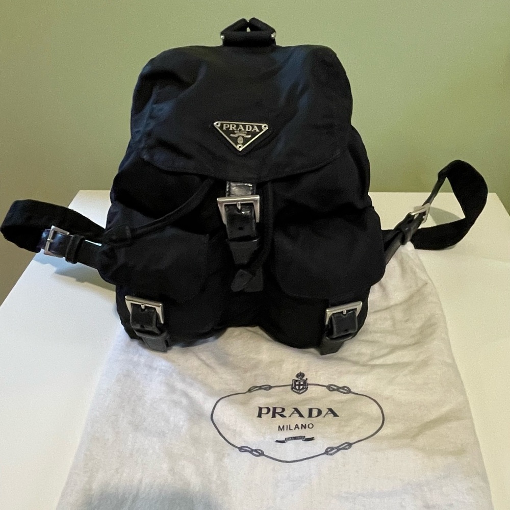 Authentic Prada Black Small Backpack With Buckle … - image 1